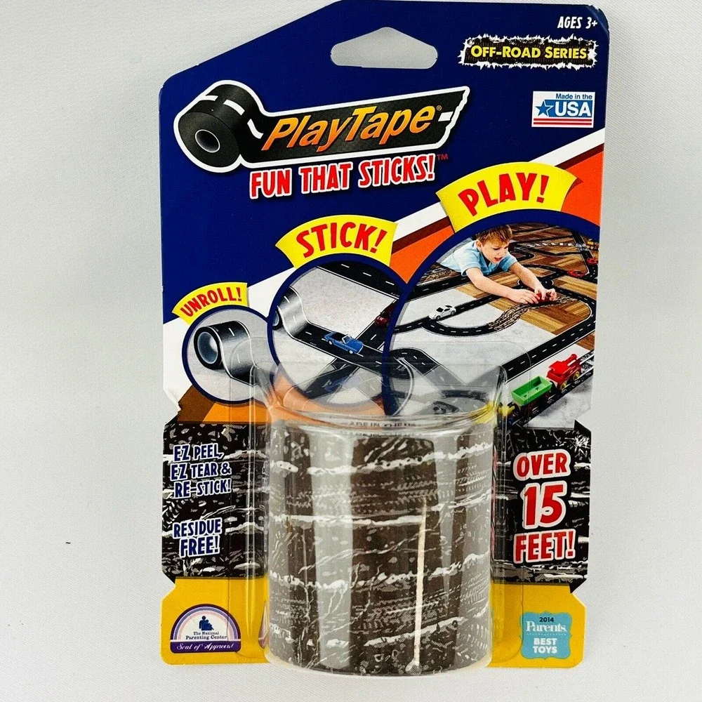 PlayTape Off-Road Series 4 Roll Lot 15ft Each EZ Peel Tear Re-Stick Inroad Toys‎